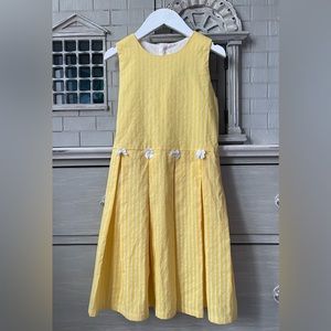 Isabel Garreton Girls’ Yellow & White Stripe Dress with Bows